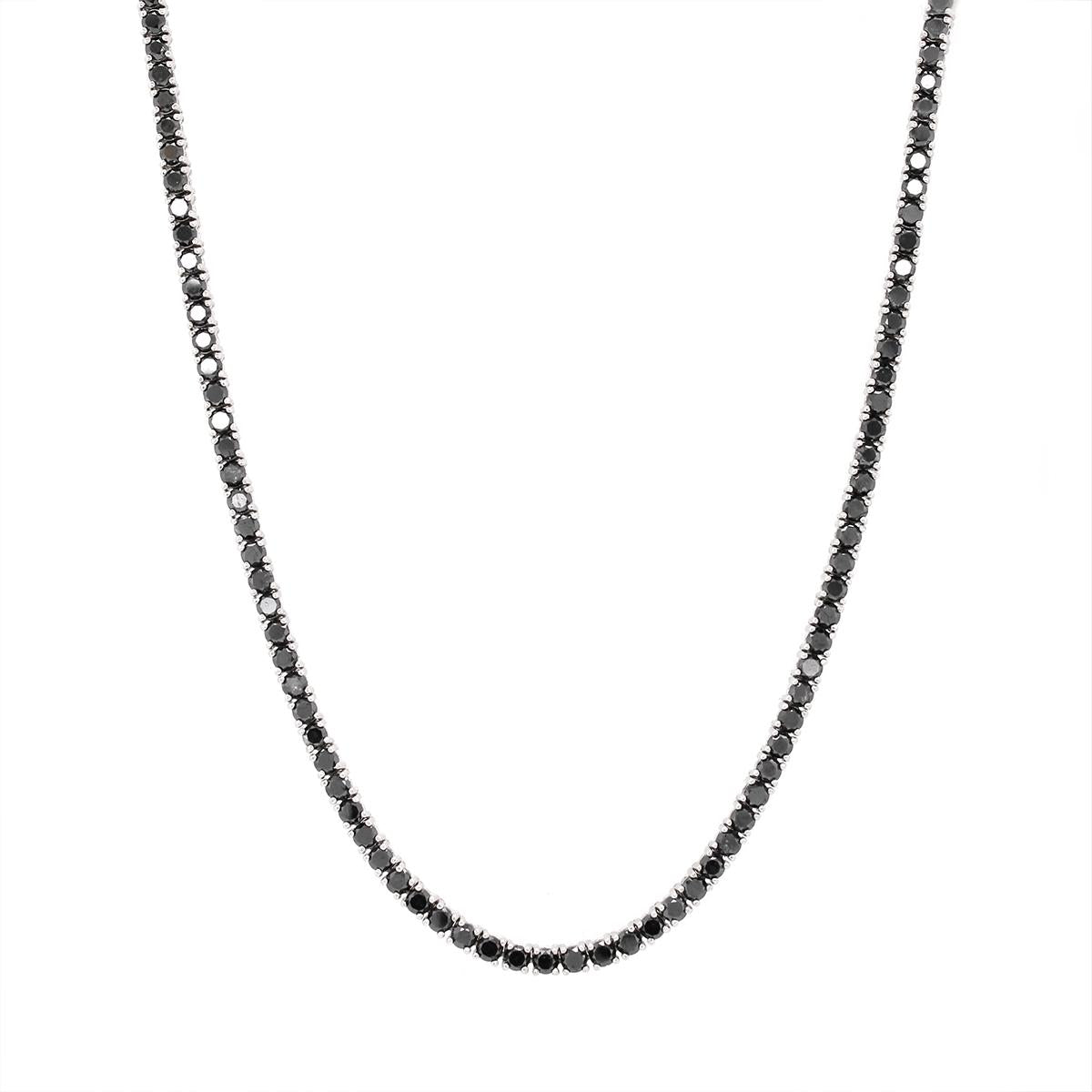 WHITE GOLD BLACK DIAMOND TENNIS NECKLACE, 13.5 CT TW