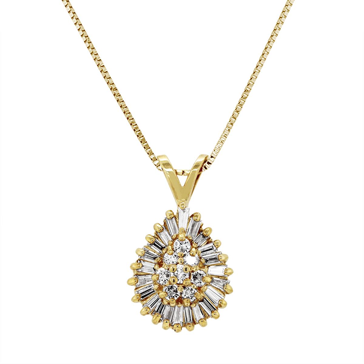 YELLOW GOLD PEAR SHAPED PENDANT WITH DIAMONDS, 1/2 CT TW