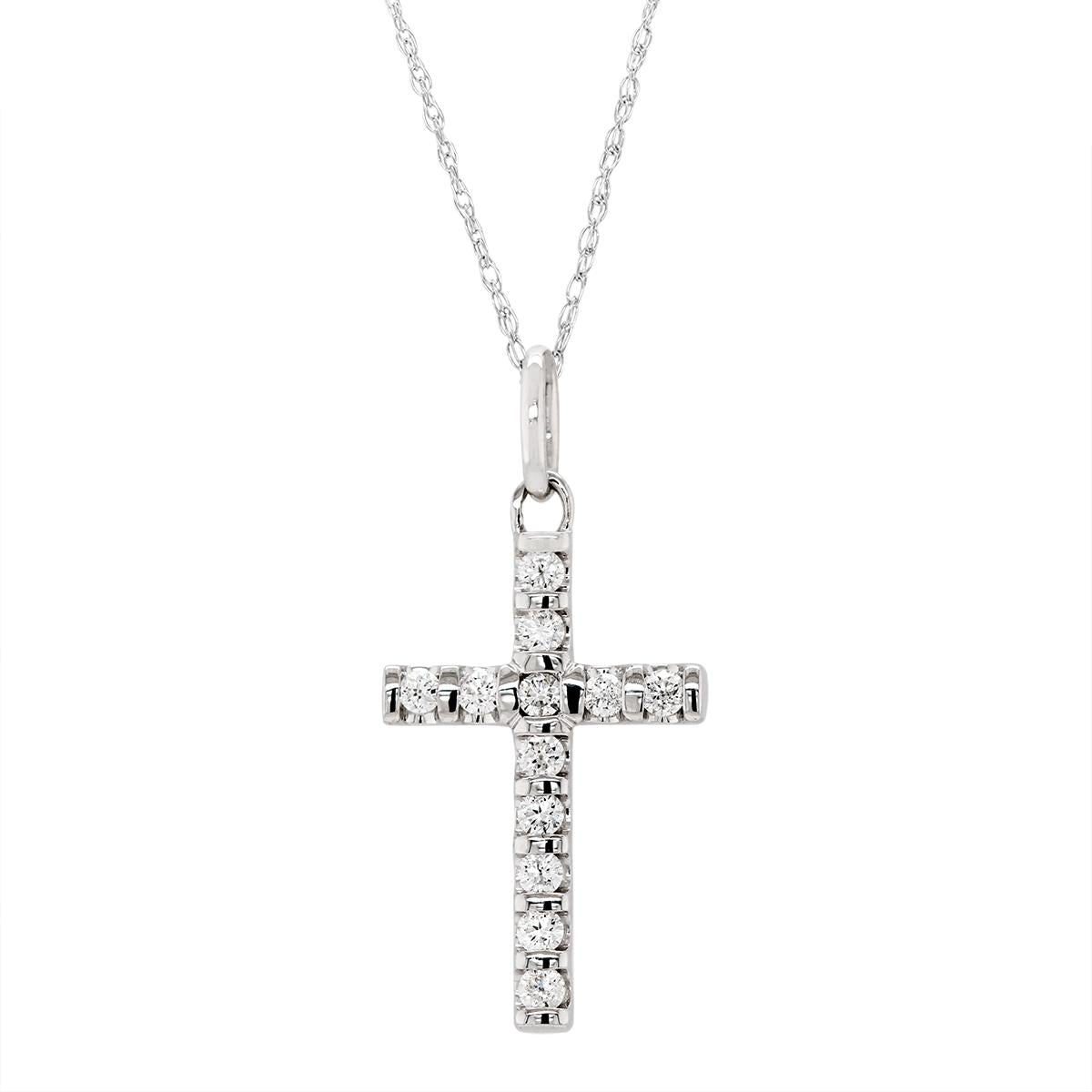 WHITE GOLD DIAMOND CROSS PENDANT, .25 CT TW