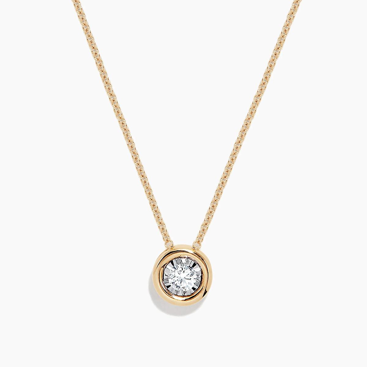 YELLOW GOLD BEZEL SET DIAMOND PENDANT NECKLACE, .20 CT