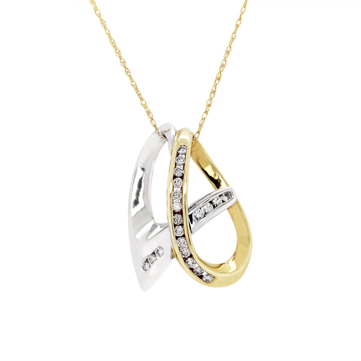 TWO-TONE GOLD INTERLOCKING DIAMOND PENDANT, 1/5 CT TW