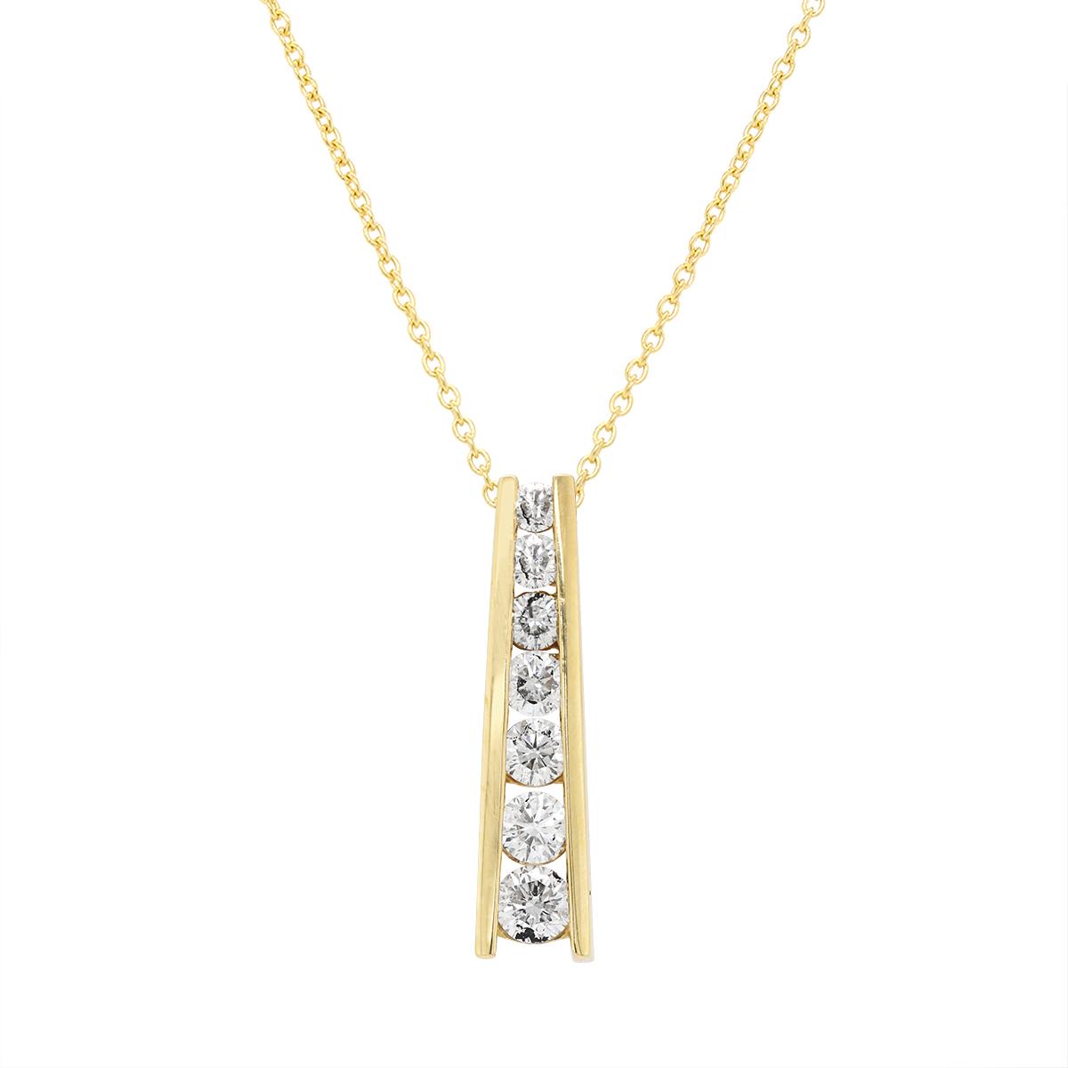 YELLOW GOLD CHANNEL SET DIAMOND PENDANT, 1.00 CT TW