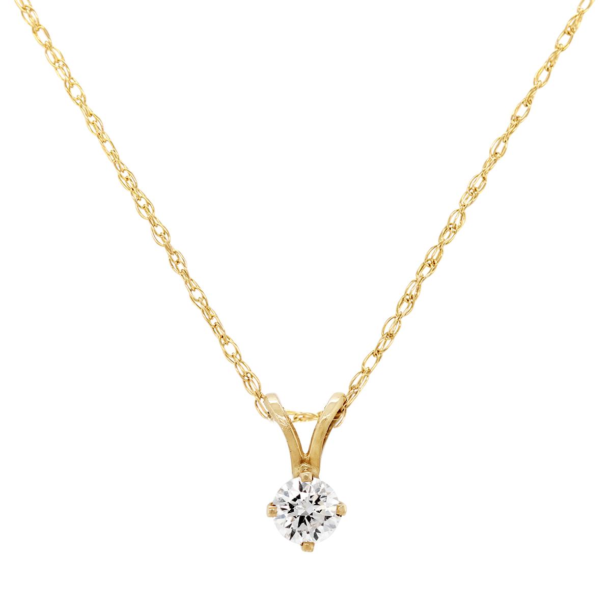 YELLOW GOLD 1/5 CT DIAMOND SOLITAIRE PENDANT