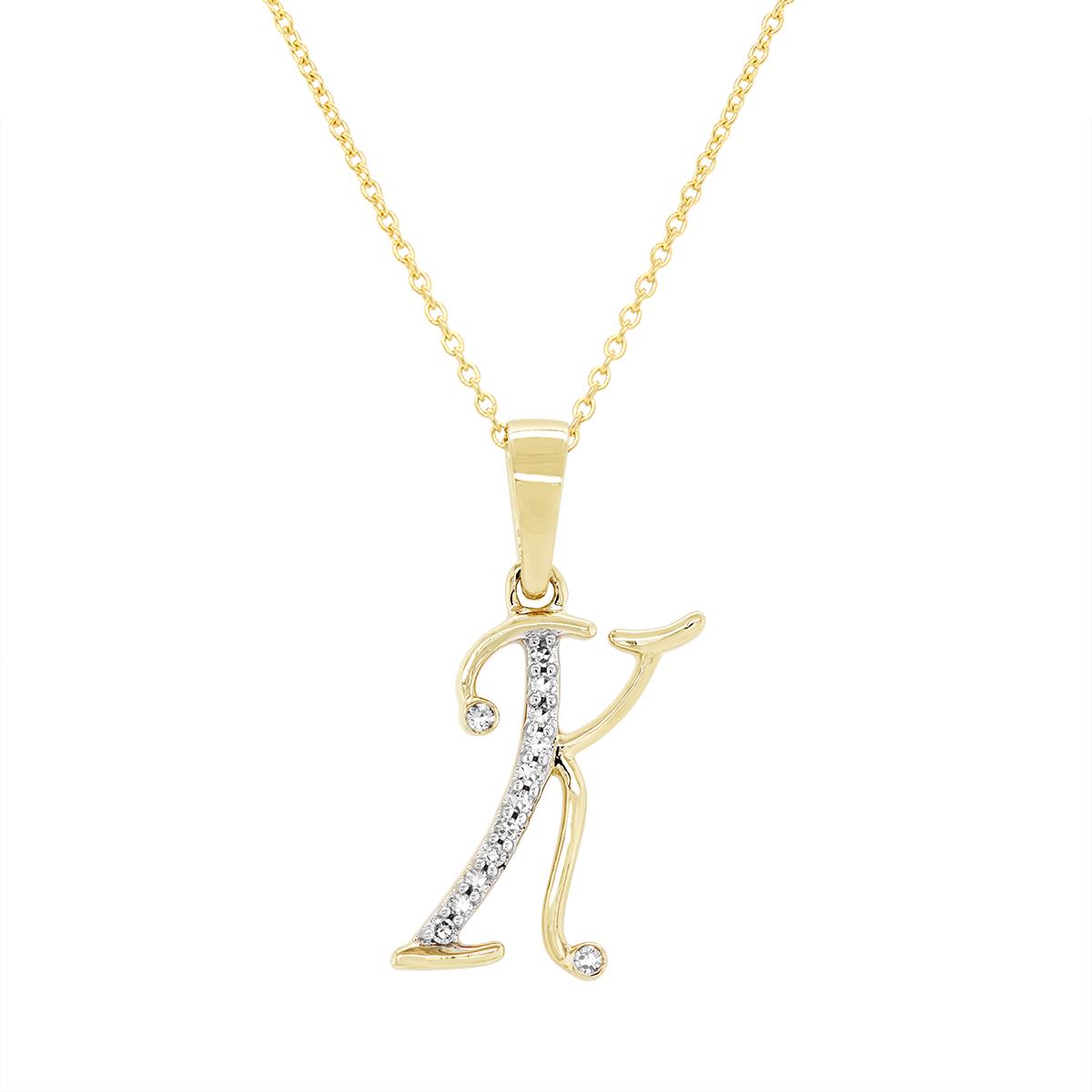 YELLOW GOLD K INITIAL PENDANT WITH DIAMONDS, .05 CT TW