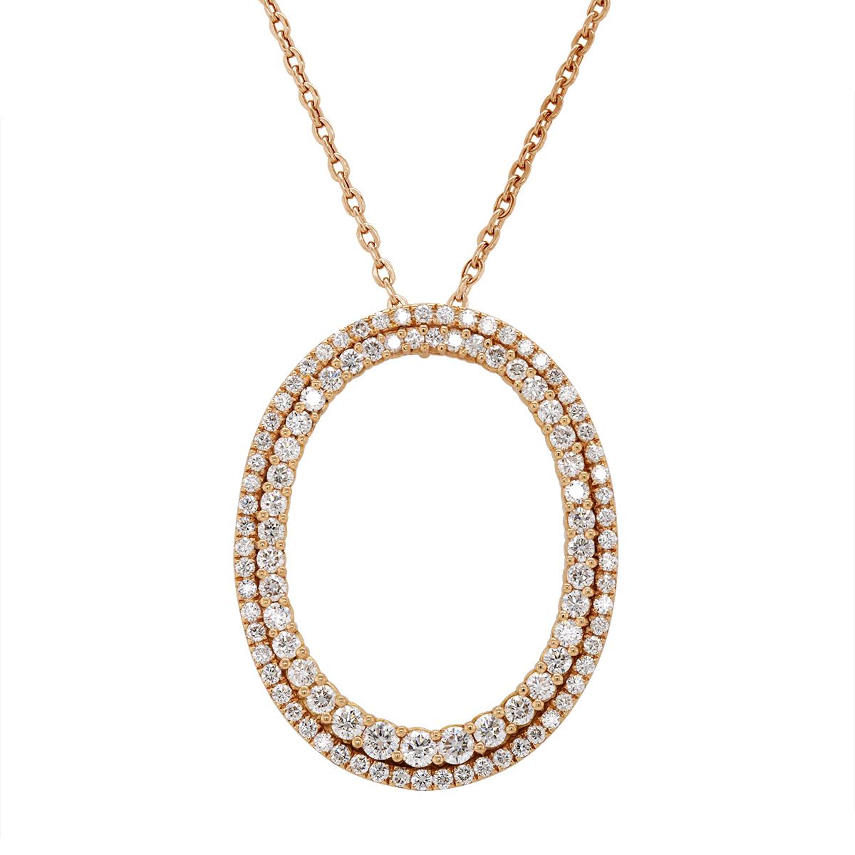 ROSE GOLD OPEN OVAL DIAMOND PENDANT, 2.00 CT TW