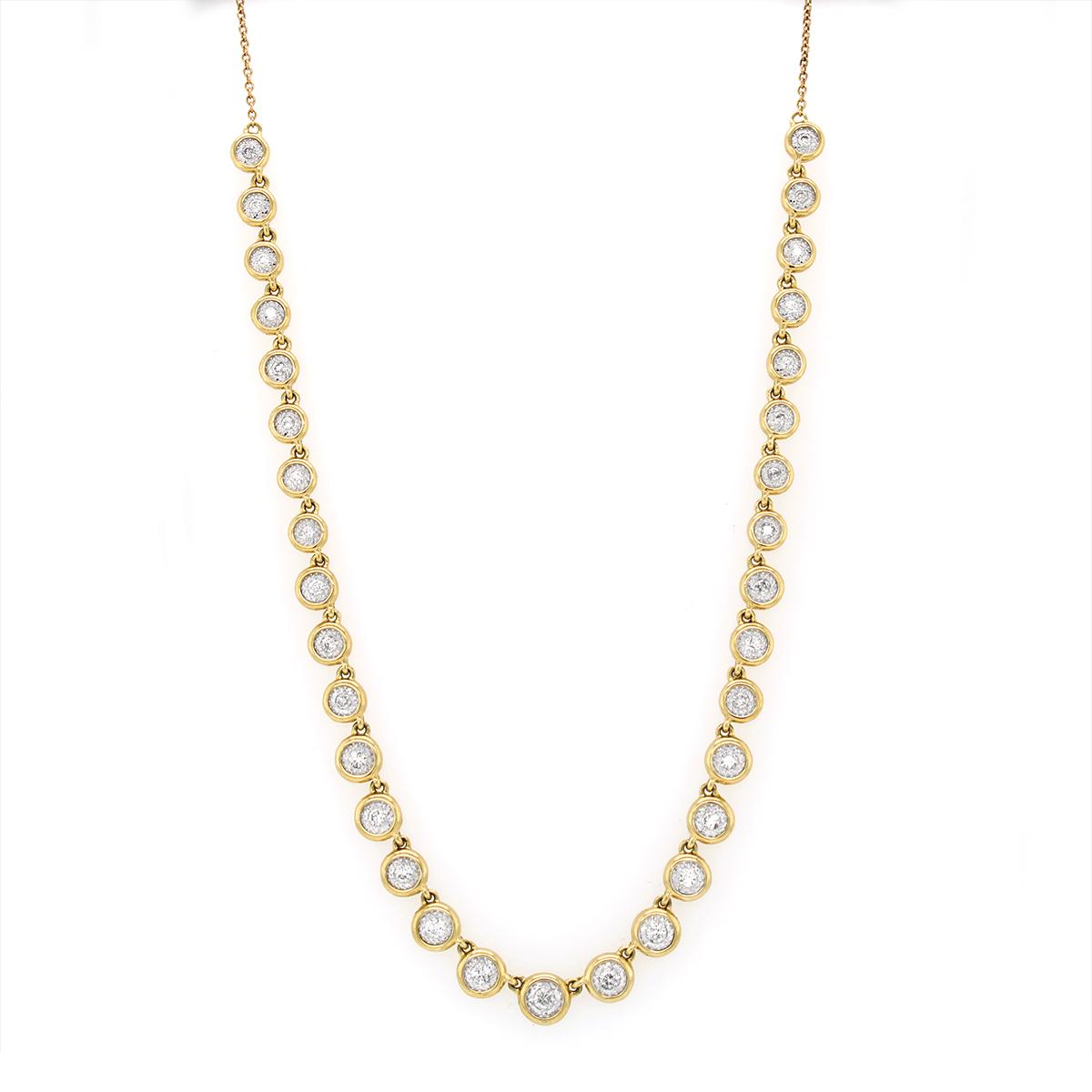 YELLOW GOLD PARTIAL DIAMOND TENNIS NECKLACE, 5/8 CT TW