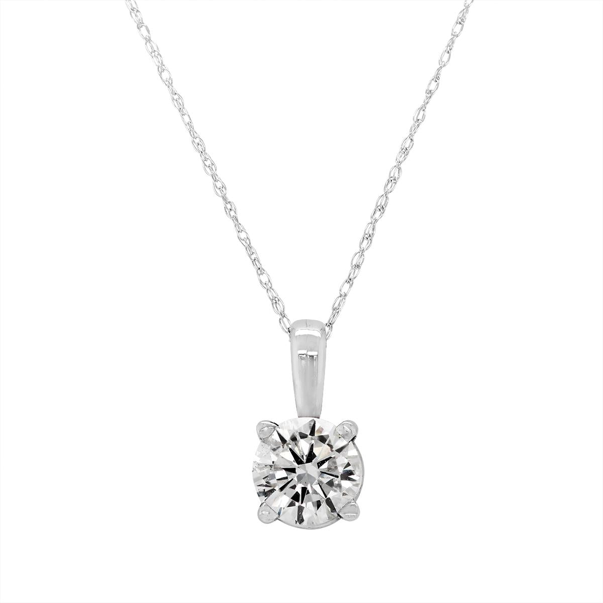 WHITE GOLD .40 CARAT ROUND DIAMOND SOLITAIRE PENDANT
