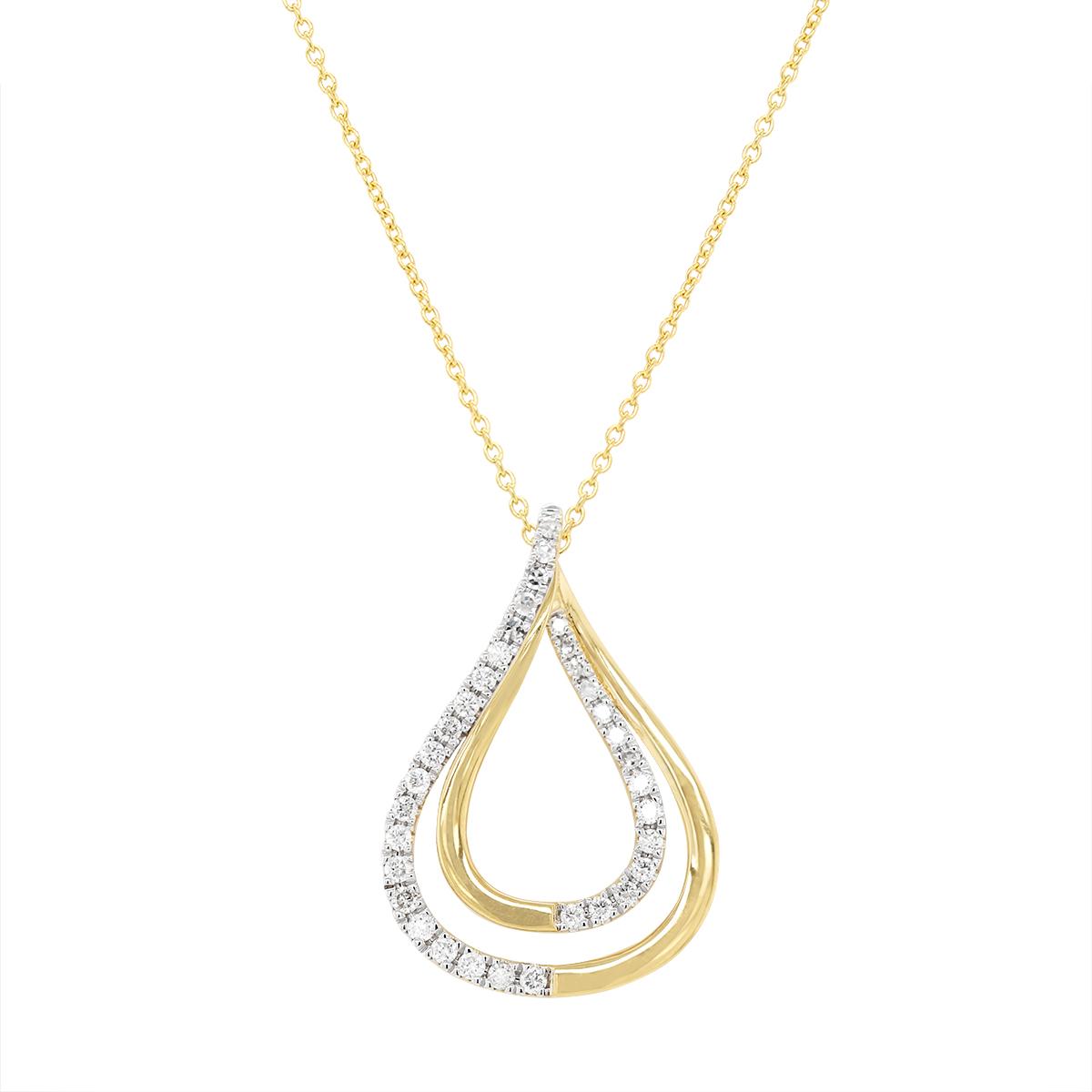TWO-TONE GOLD PEAR SHAPED PENDANT WITH DIAMONDS, .22 CT TW