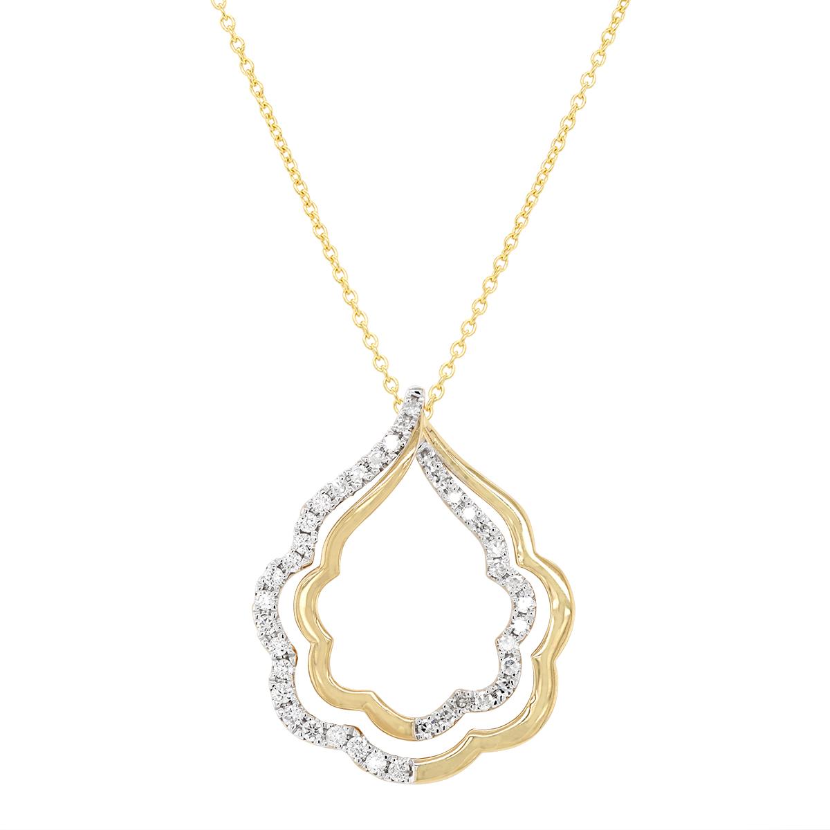 TWO-TONE GOLD BUBBLY PEAR PENDANT WITH DIAMONDS, .17 CT TW