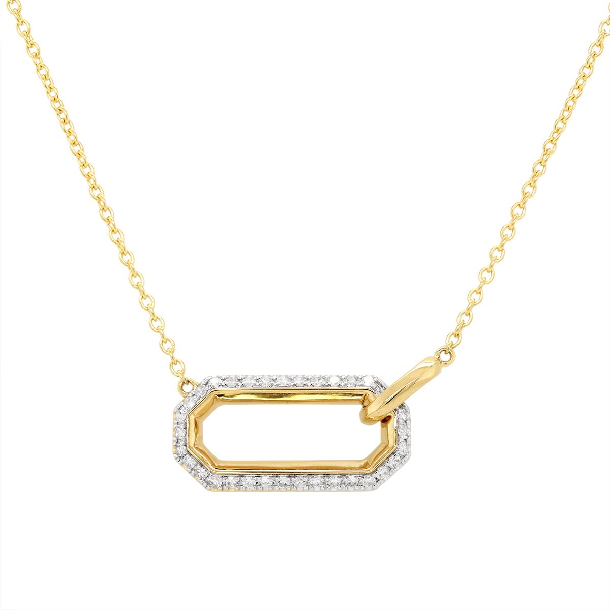 MODERN TWO-TONE GOLD LINK PENDANT WITH DIAMONDS, .21 CT TW