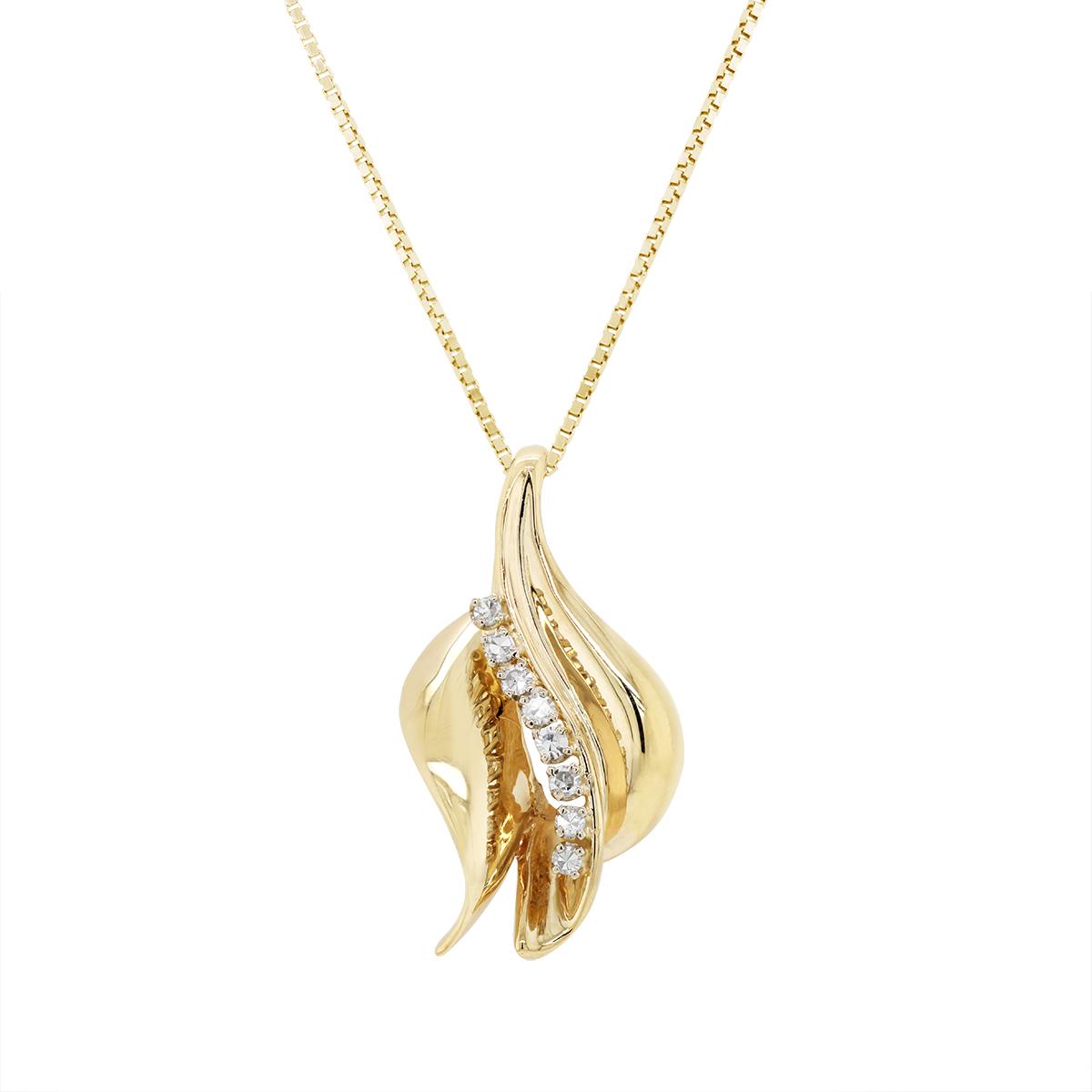 YELLOW GOLD DIAMOND PENDANT NECKLACE, 1/4 CT TW