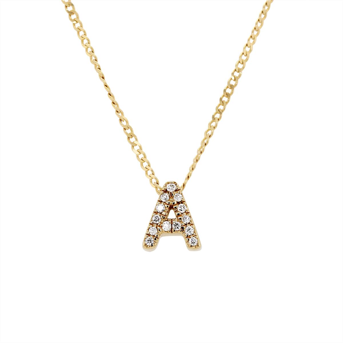 YELLOW GOLD A INITIAL PENDANT WITH DIAMONDS, .05 CT TW