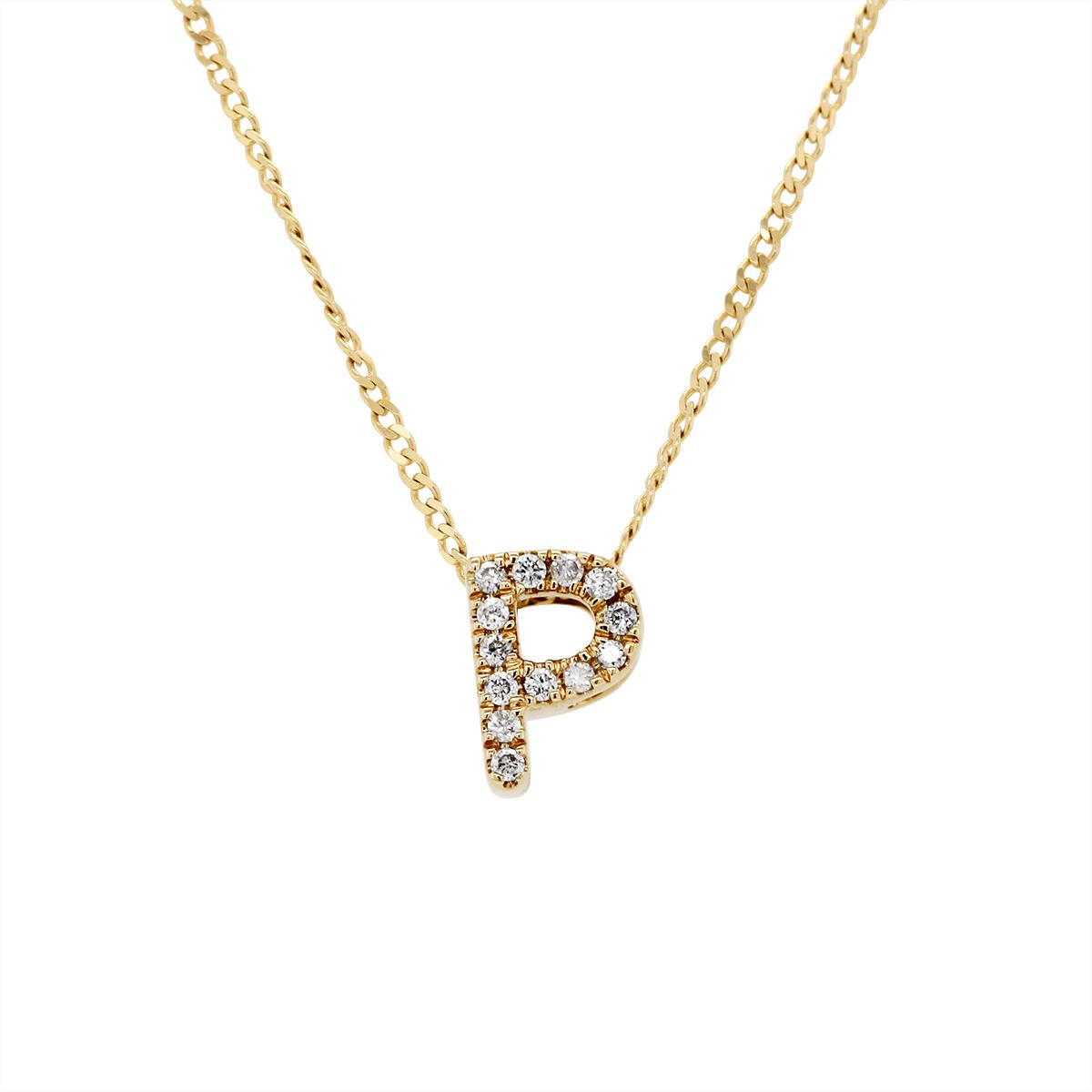 YELLOW GOLD P INITIAL PENDANT WITH DIAMONDS, .04 CT TW