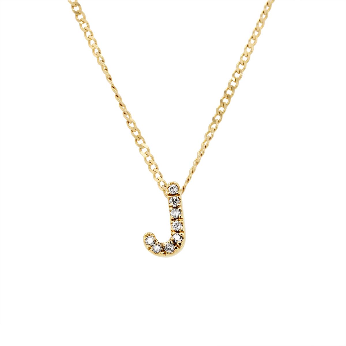 YELLOW GOLD J INITIAL PENDANT WITH DIAMONDS, .03 CT TW