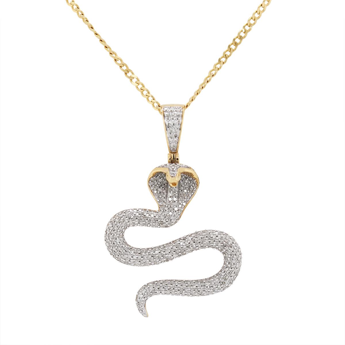 YELLOW GOLD DIAMOND COBRA PENDANT, 1.35 CT TW