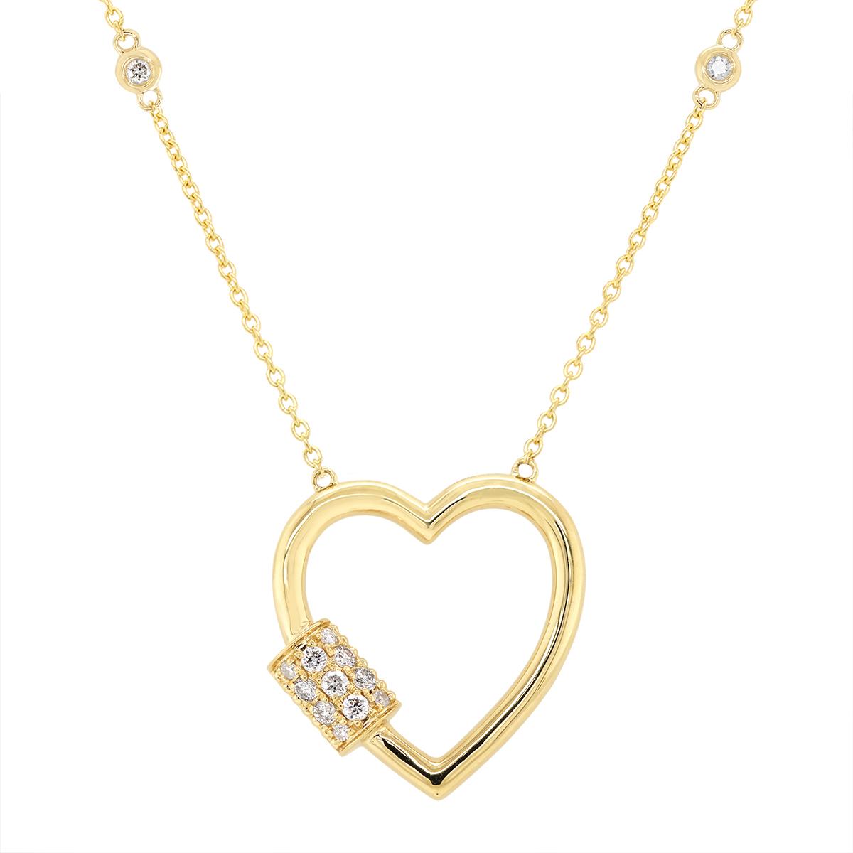 YELLOW GOLD HEART PENDANT WITH DIAMONDS, .23 CT TW