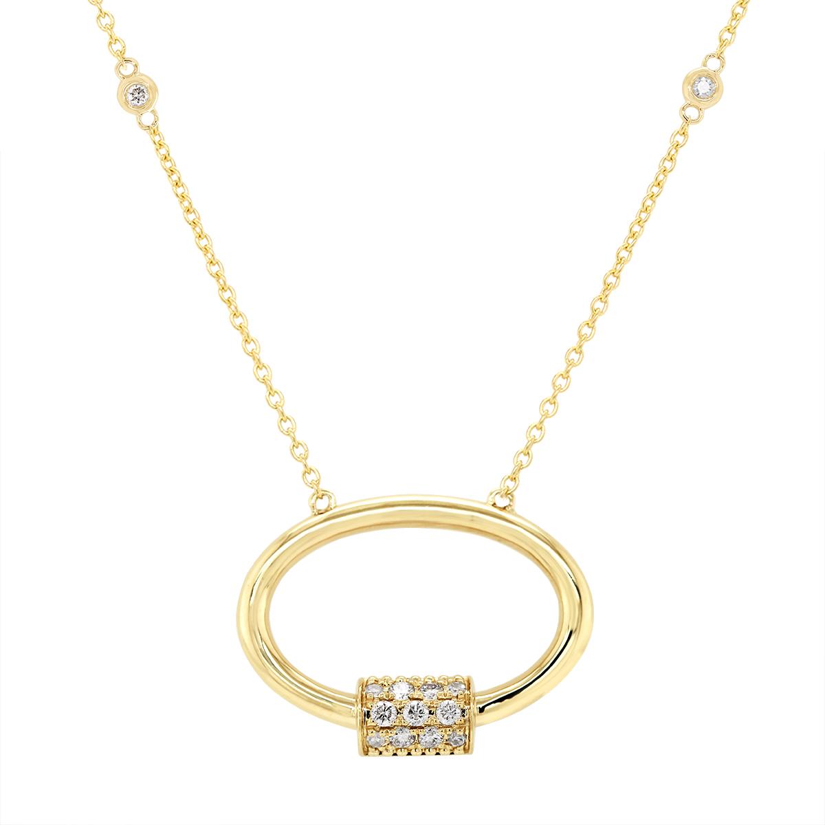 YELLOW GOLD OVAL PENDANT WITH DIAMONDS, .23 CT TW