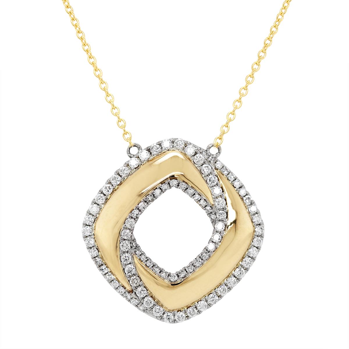 MODERN YELLOW GOLD DIAMOND PENDANT, .73 CT TW