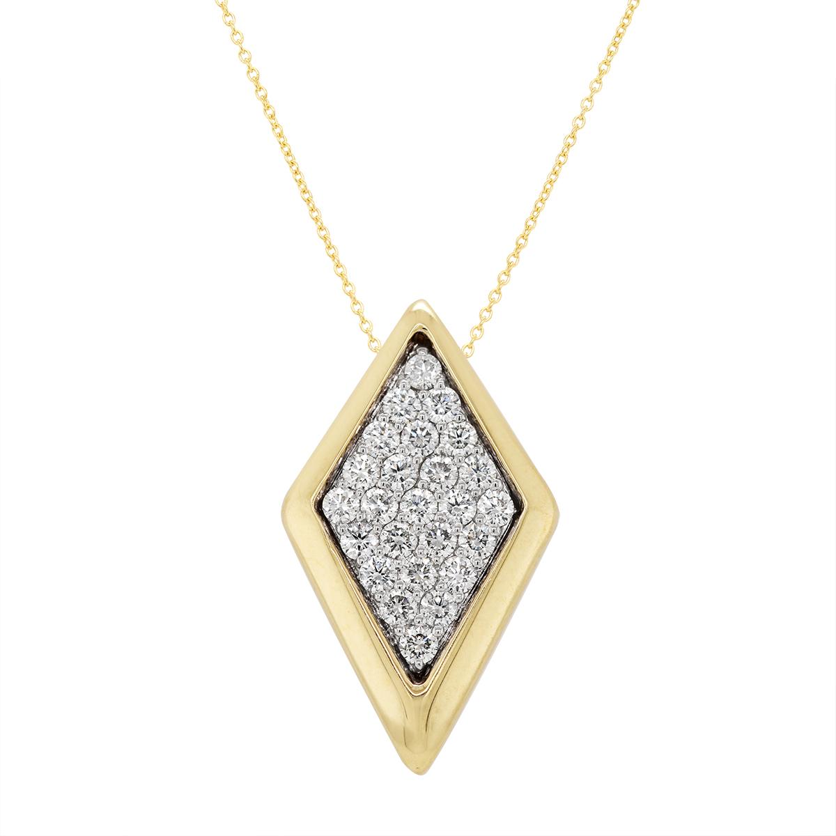 GOLD AND PLATINUM DIAMOND PAVE PENDANT, 1.02 CT TW