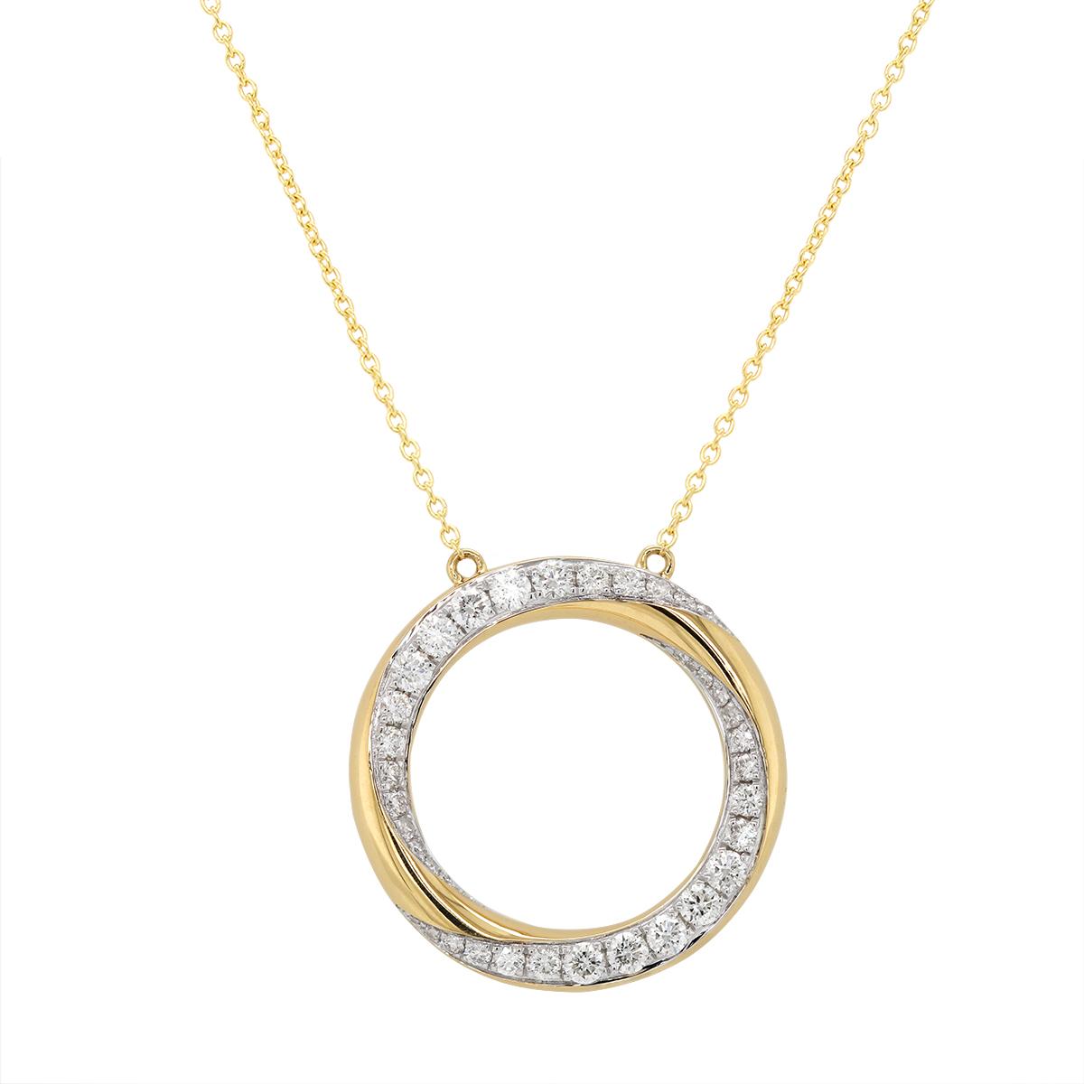 TWO-TONE GOLD CIRCLE PENDANT WITH DIAMONDS, .59 CT TW