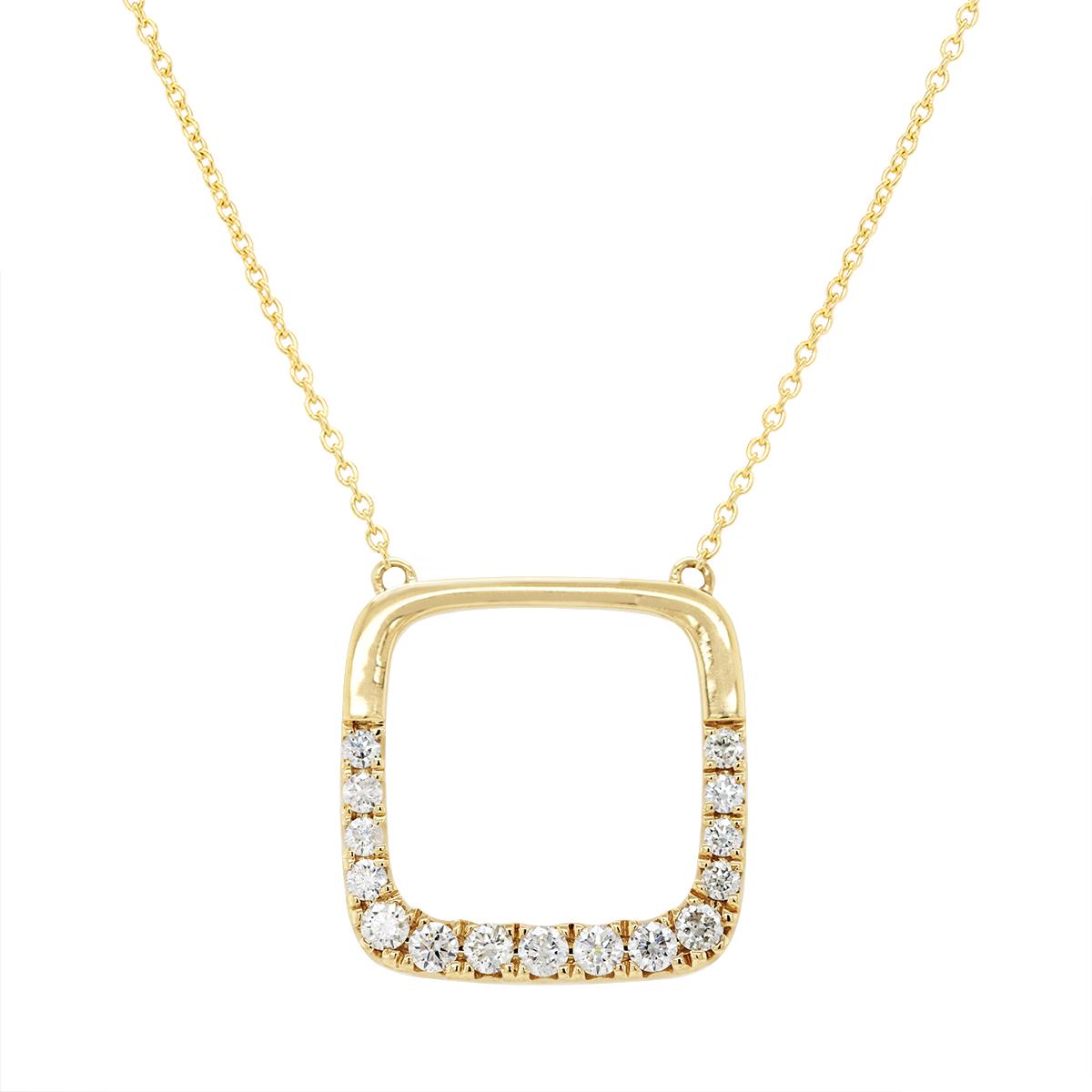 YELLOW GOLD DIAMOND SQUARE PENDANT, .41 CT TW