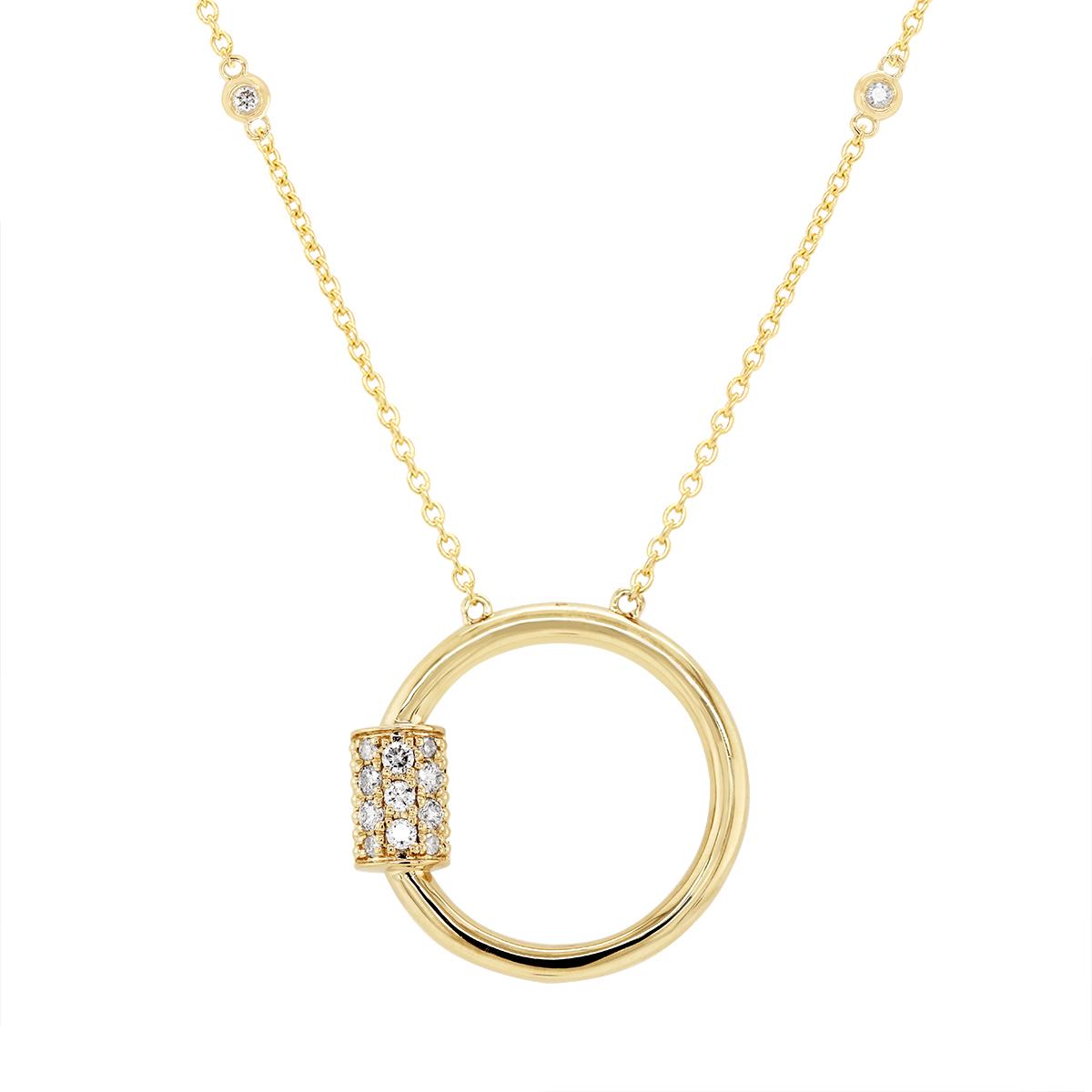YELLOW GOLD CIRCLE PENDANT WITH DIAMONDS, .23 CT TW