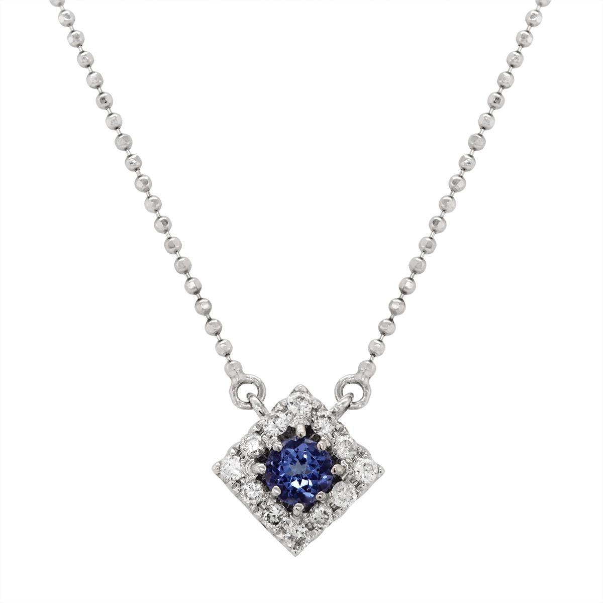 WHITE GOLD TANZANITE PENDANT WITH DIAMONDS, .17 CT TW