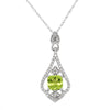 MODERN WHITE GOLD PENDANT WITH CUSHION PERIDOT AND DIAMONDS, .29 CT TW