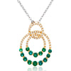 YELLOW GOLD PENDANT WITH ROUND EMERALDS AND DIAMONDS, .25 CT TW