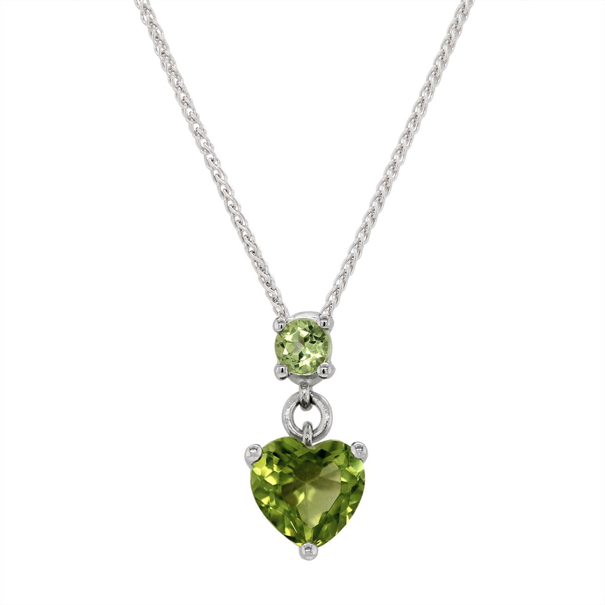 WHITE GOLD HEART SHAPED PERIDOT PENDANT