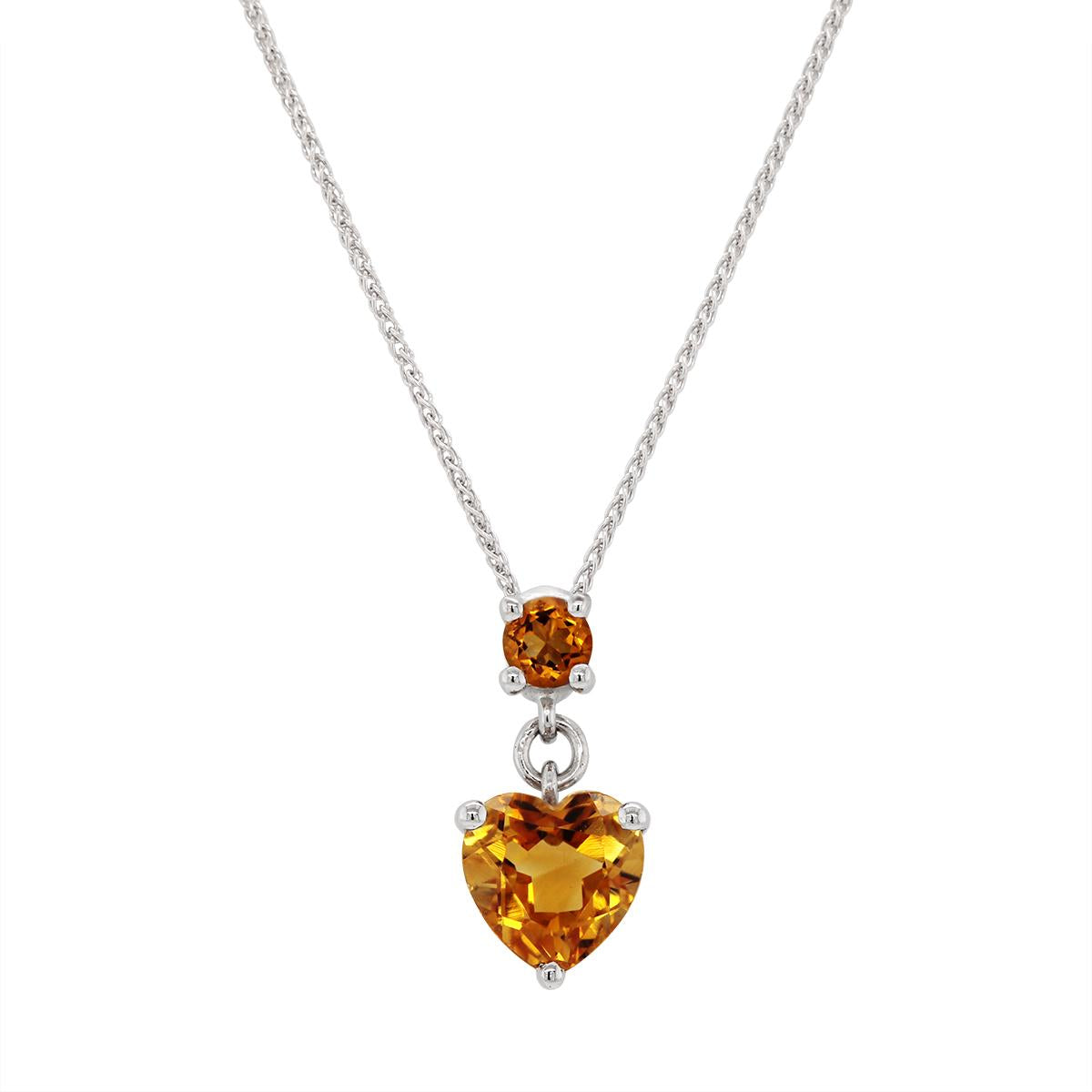 WHITE GOLD HEART SHAPED CITRINE PENDANT