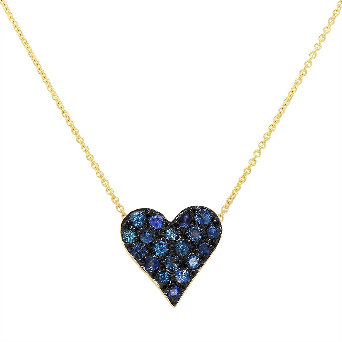 YELLOW GOLD SAPPHIRE HEART PENDANT NECKLACE