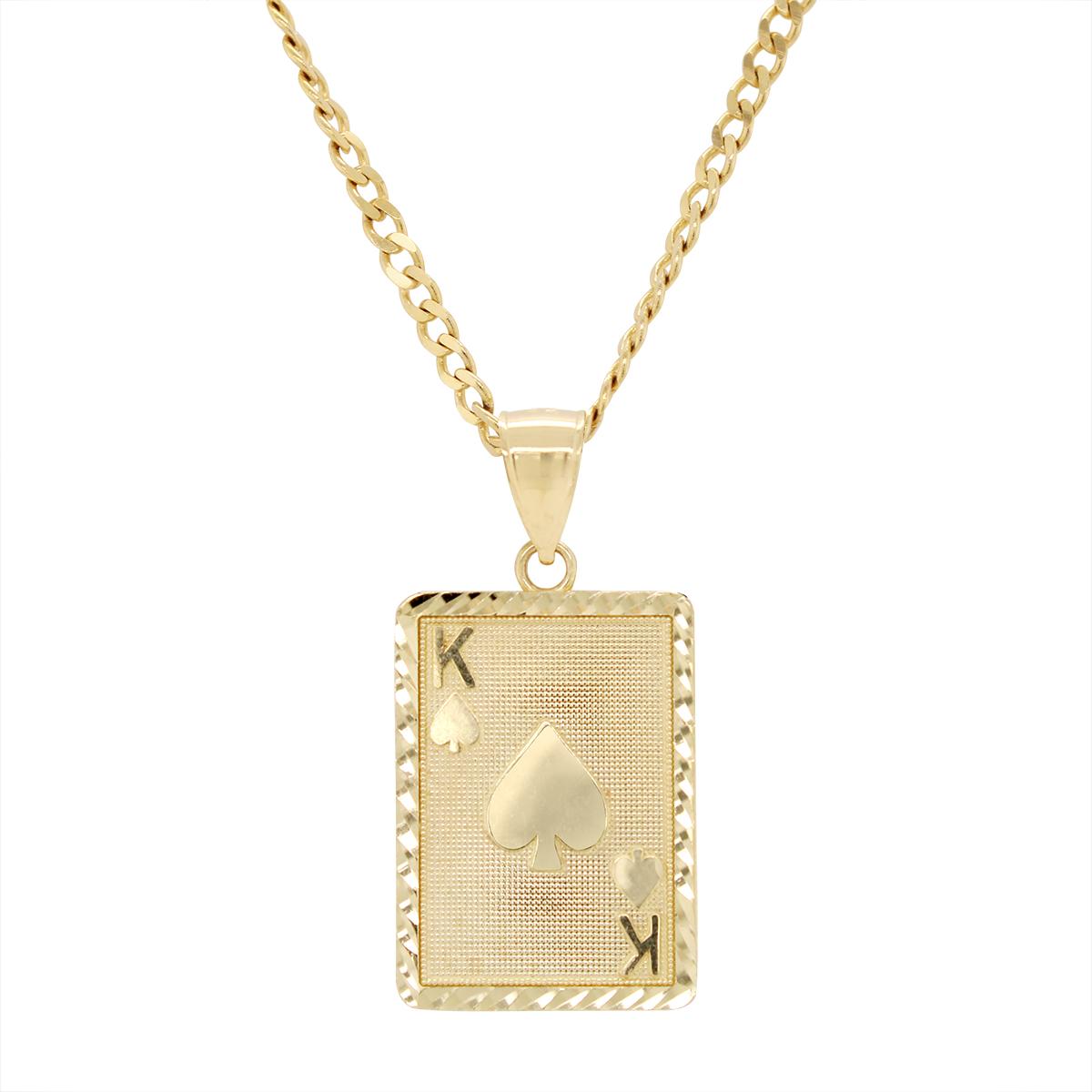 YELLOW GOLD KING OF SPADES CHARM PENDANT