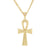 YELLOW GOLD ANKH CHARM WITH CUBIC ZIRCONIA