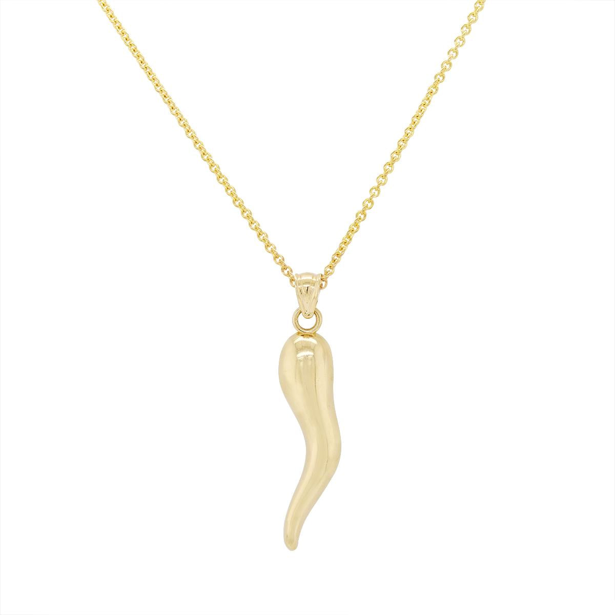 YELLOW GOLD ITALIAN HORN CHARM PENDANT