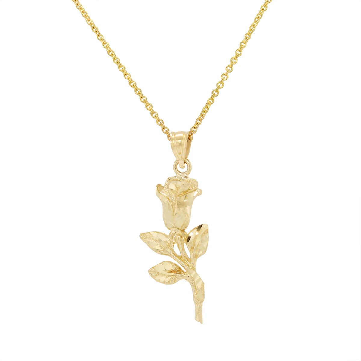 YELLOW GOLD ROSE CHARM PENDANT