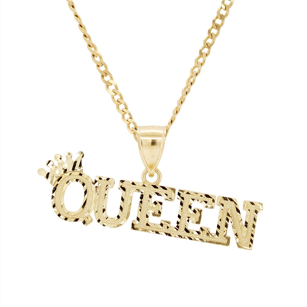 YELLOW GOLD QUEEN CHARM PENDANT