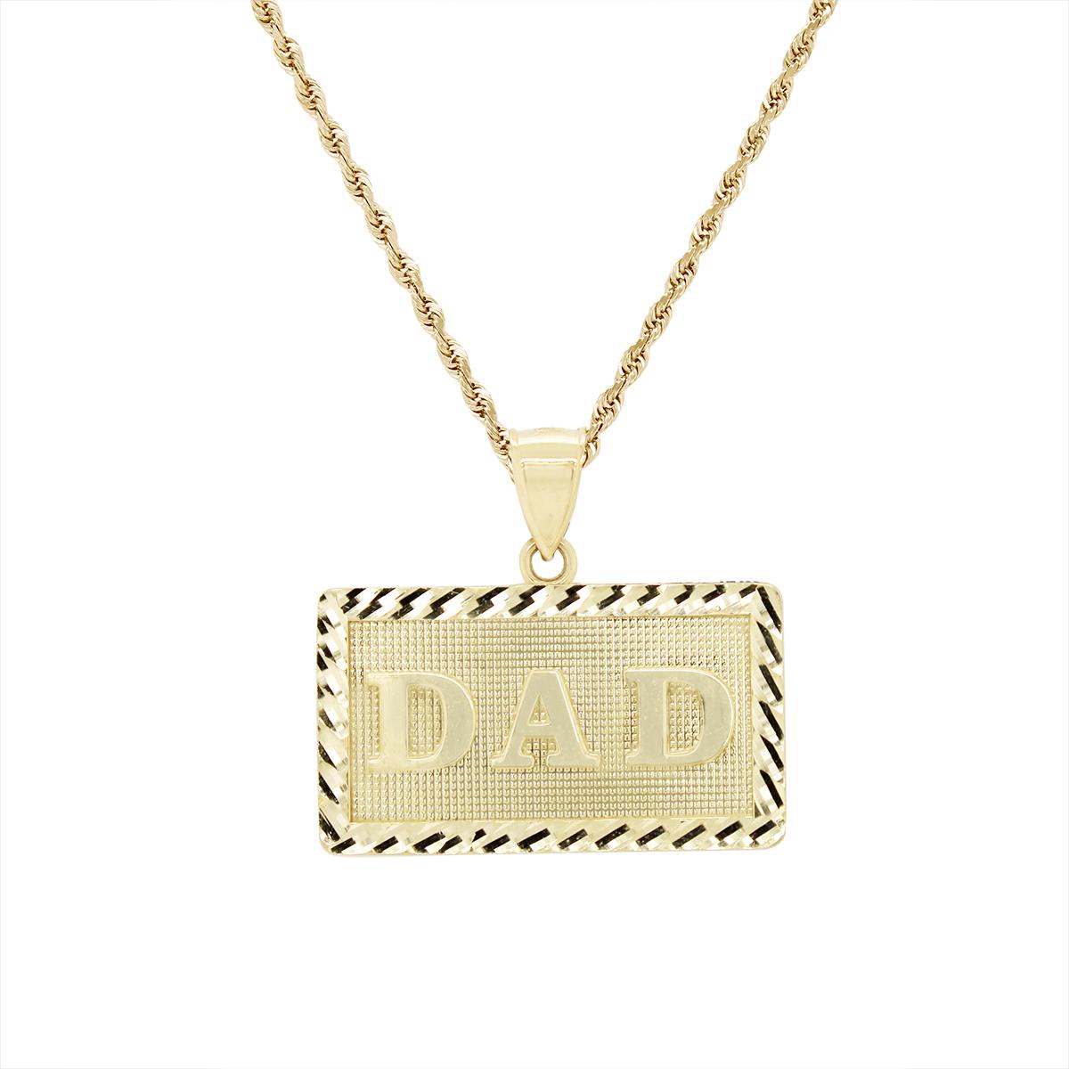 LARGE YELLOW GOLD DAD CHARM PENDANT