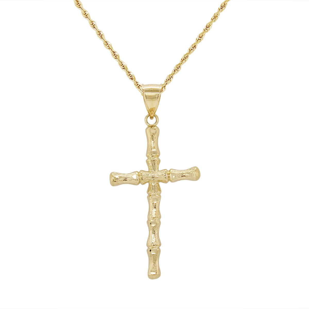 YELLOW GOLD CROSS CHARM PENDANT