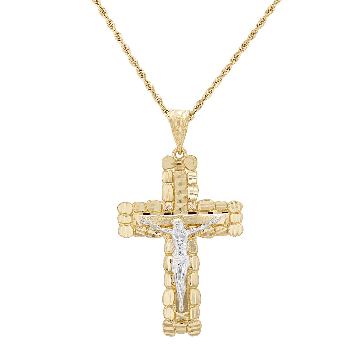 TWO-TONE GOLD CRUCIFIX CHARM PENDANT