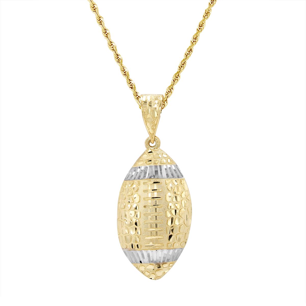 TWO-TONE GOLD FOOTBALL CHARM PENDANT