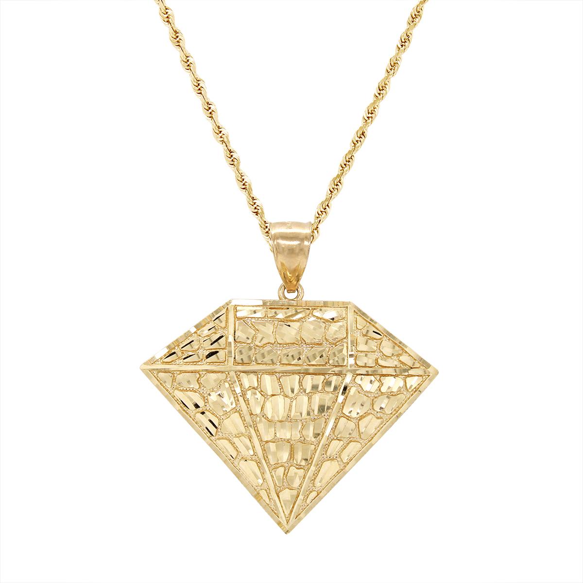 YELLOW GOLD LARGE DIAMOND CHARM PENDANT