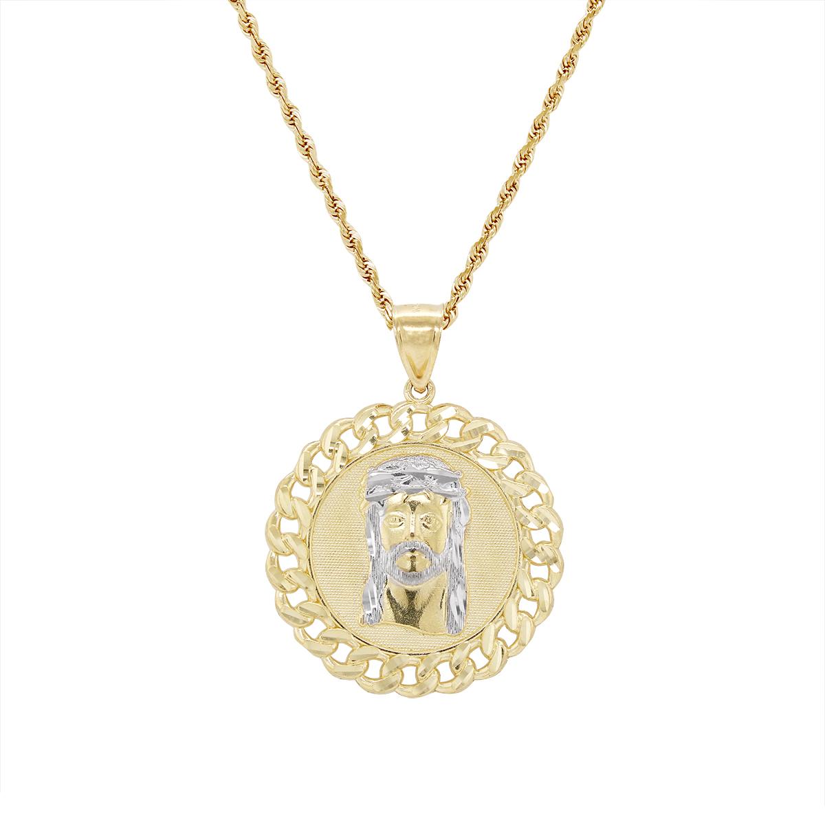 TWO-TONE GOLD JESUS MEDALLION PENDANT