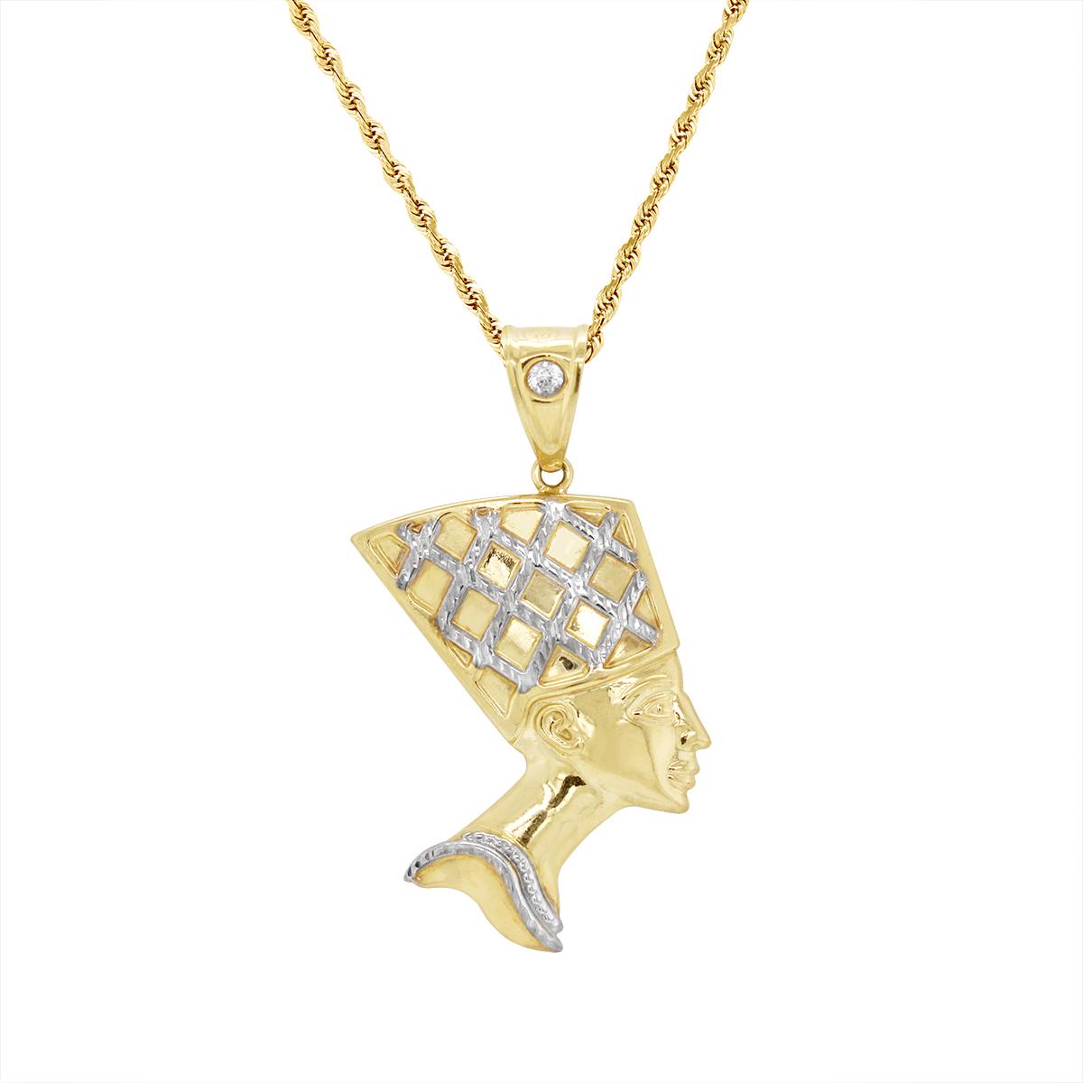 TWO-TONE GOLD NEFERTITI CHARM PENDANT