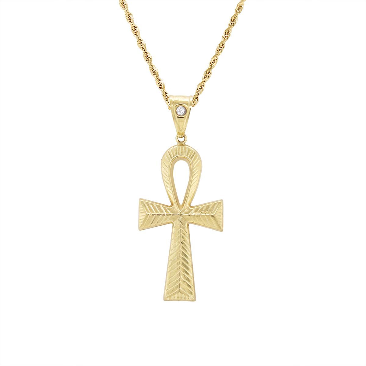 YELLOW GOLD ANKH CHARM PENDANT