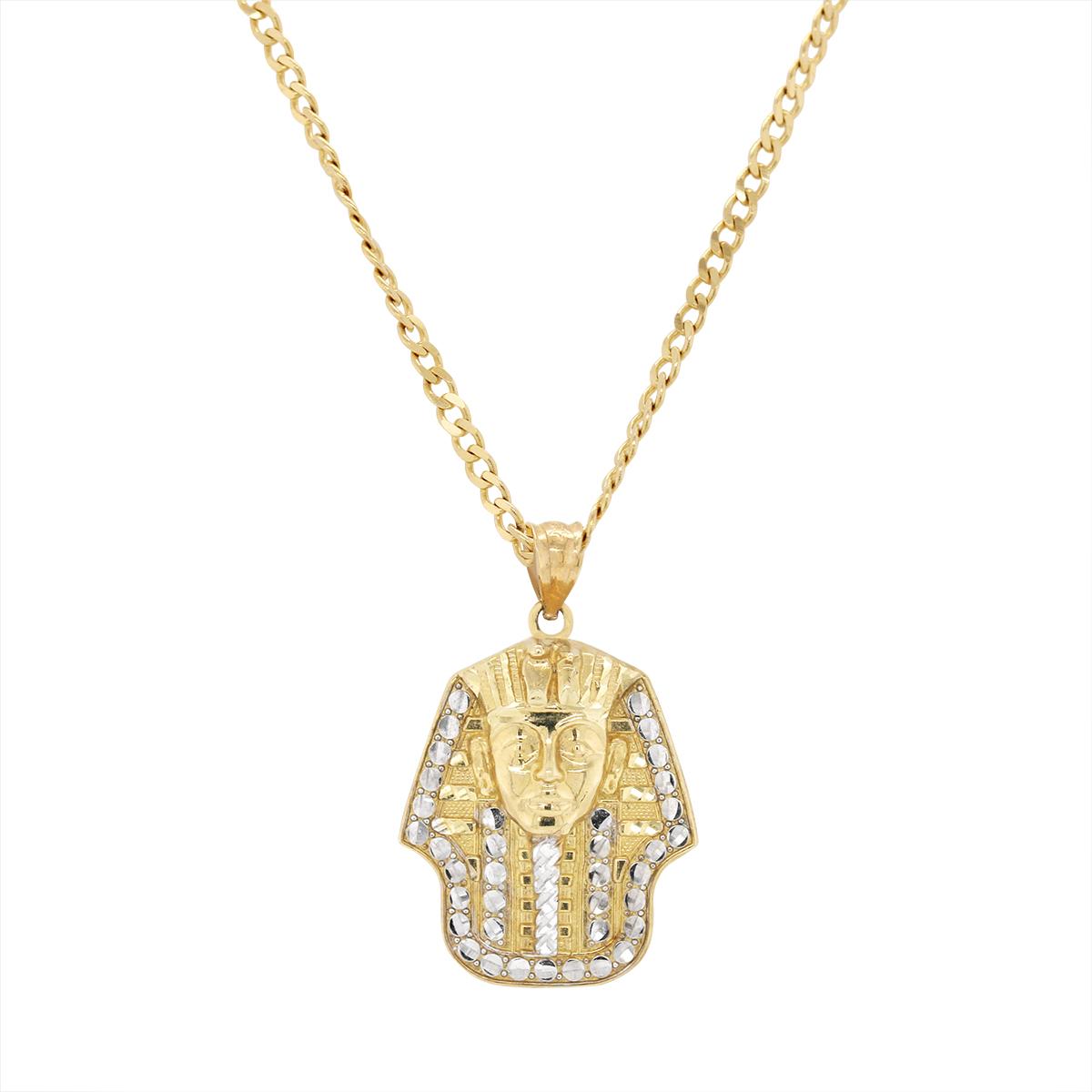 TWO-TONE GOLD DIAMOND CUT PHARAOH CHARM