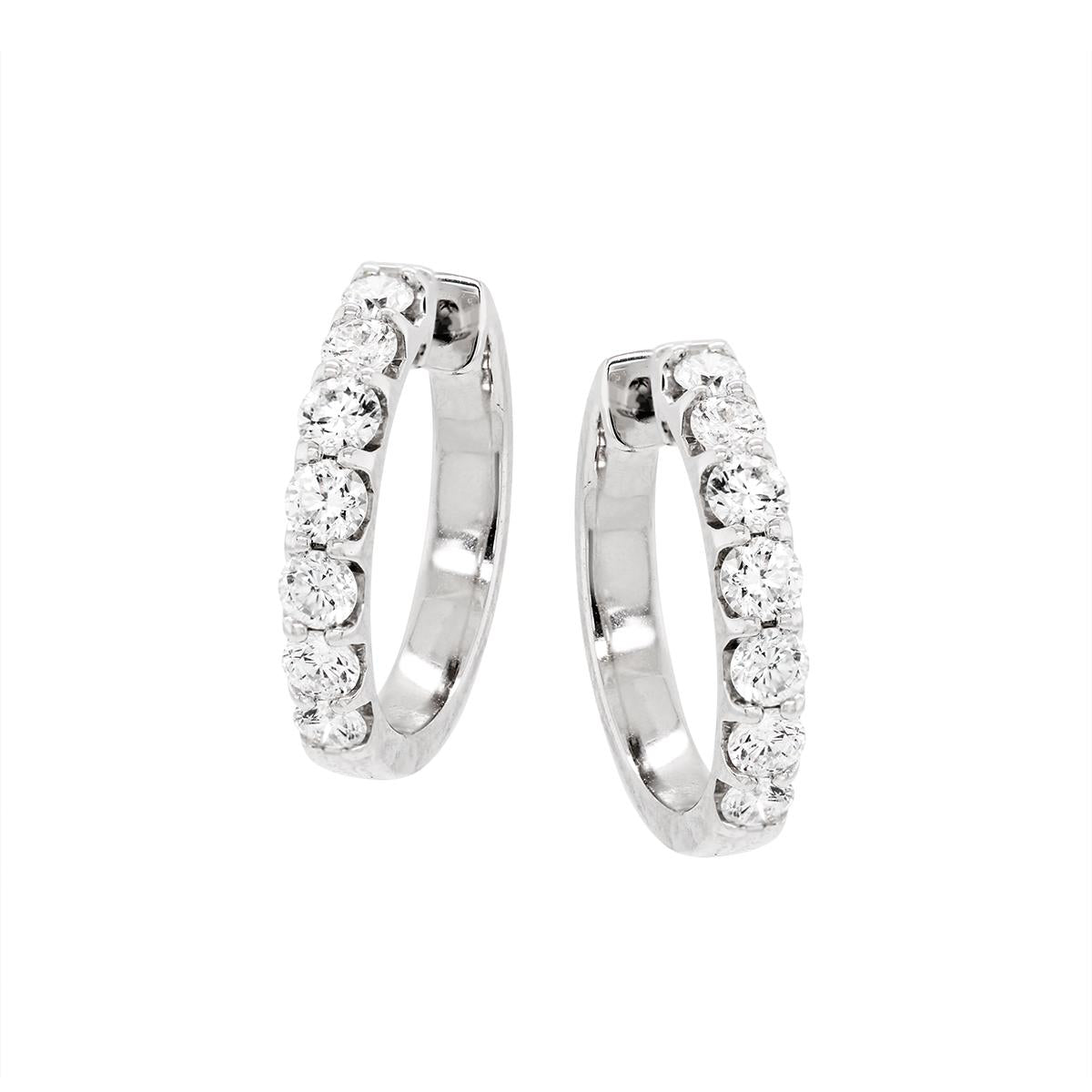 WHITE GOLD LAB GROWN DIAMOND HOOP EARRINGS, .97 CT TW