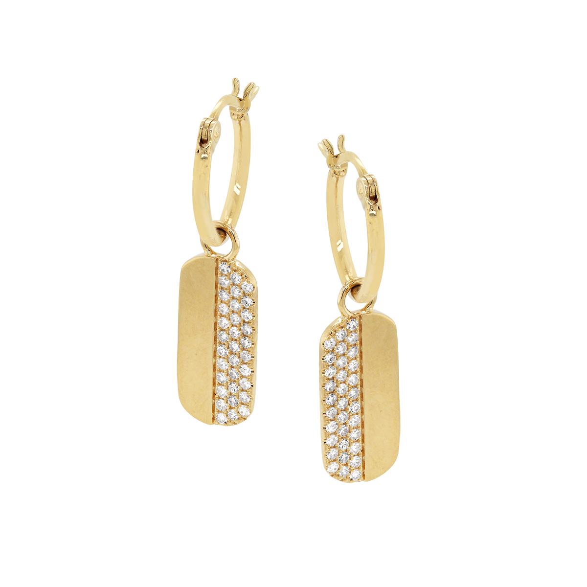 YELLOW GOLD DANGLE HOOP DIAMOND EARRINGS, .40 CT TW
