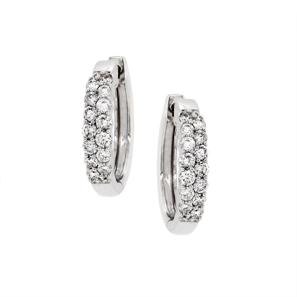 WHITE GOLD DIAMOND HUGGIE HOOP EARRINGS, 1/2 CT TW