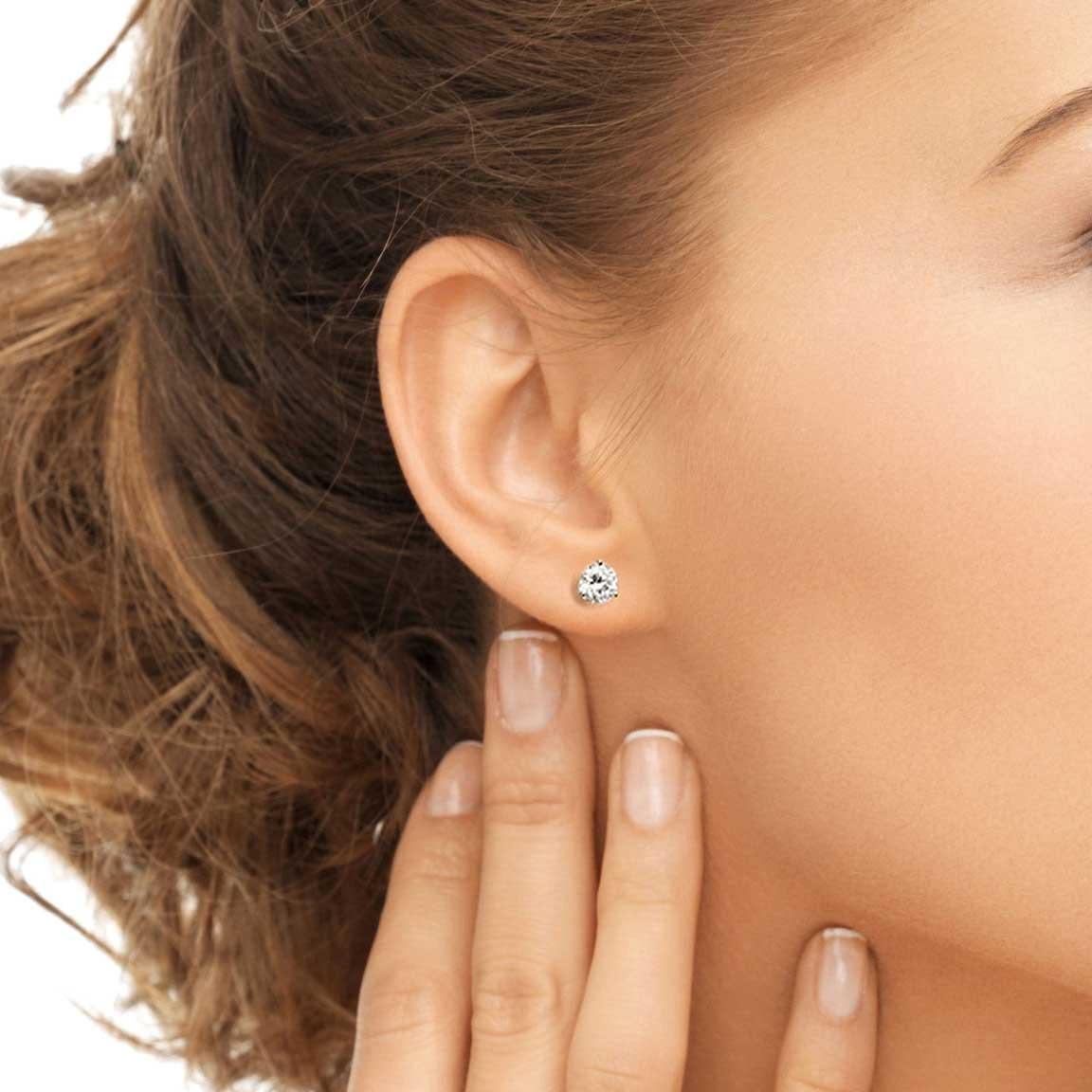 WHITE GOLD MARTINI LAB GROWN DIAMOND STUD EARRINGS, 2.00 CT TW